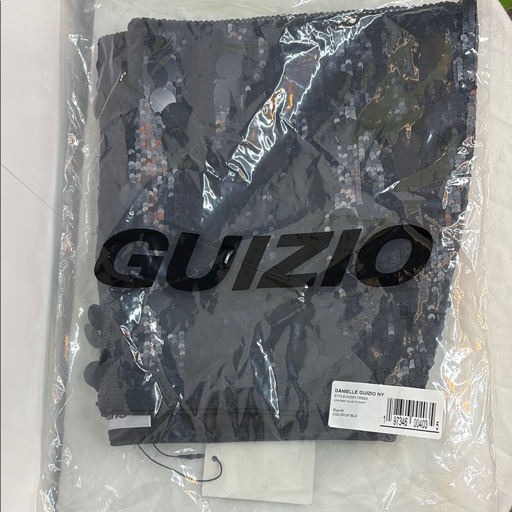 GUIZIO matte Black Sequin Mini Skirt - Picture 2 of 3
